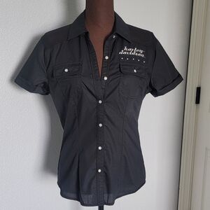 EUC! HD Button Blouse with Rhinestone Buttons